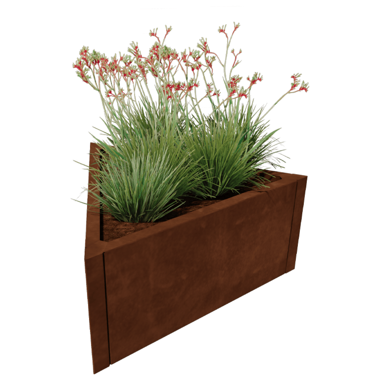 Jardinière en acier Corten - Triangle équilatéral - 90,6 x 78,3 cm