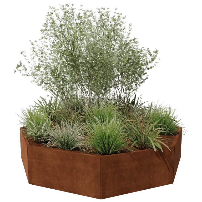 Jardinière en acier Corten - Octogone - 241,4 x 241,4 cm
