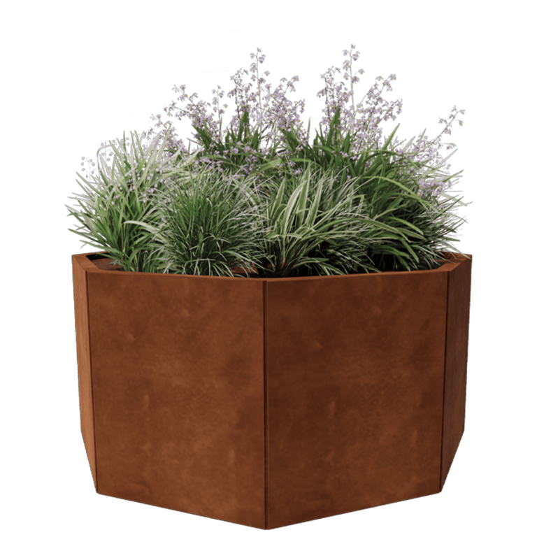 Jardinière en acier Corten - Octogone - 120,7 x 120,7 cm