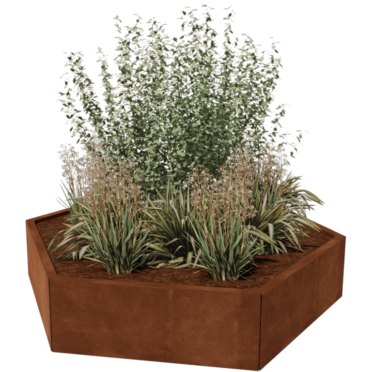 Jardinière en acier Corten - Hexagone - 159,3 x 138,6 cm
