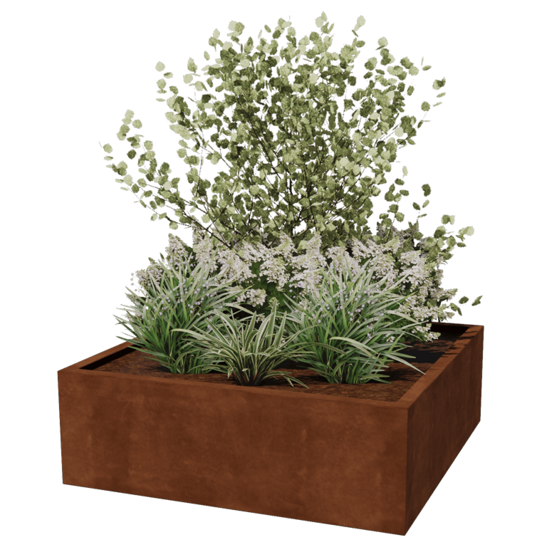 Jardinière en acier Corten - Carré - 120 x 120 x 40 cm - Soudé