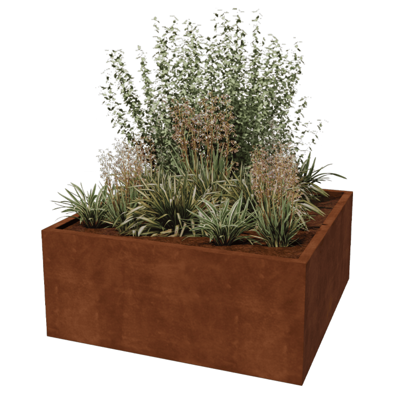 Jardinière en acier Corten - Carré - 140 x 140 x 60 cm - Soudé