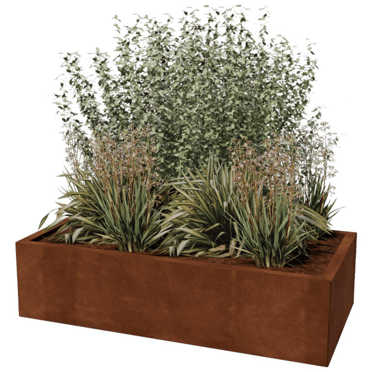 Jardinière en acier Corten - Rectangle - 60 x 120 cm