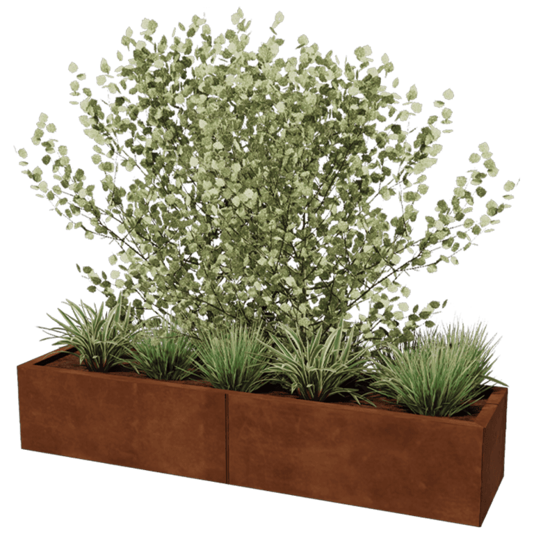 Jardinière en acier Corten XXL - Rectangle - 160 x 40 cm