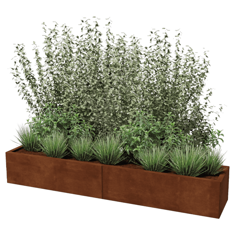 Jardinière en acier Corten XXL - Rectangle - 200 x 40 cm
