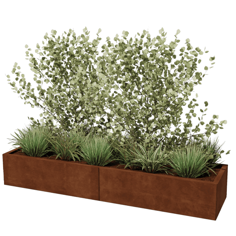 Jardinière en acier Corten XXL - Rectangle - 200 x 50 cm