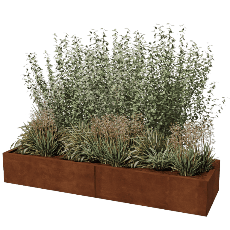 Jardinière en acier Corten XXL - Rectangle - 200 x 60 cm