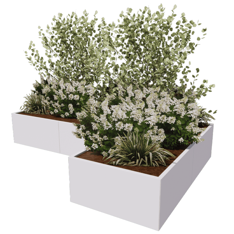 Jardinière en acier - Forme en L - 300 x 200 cm