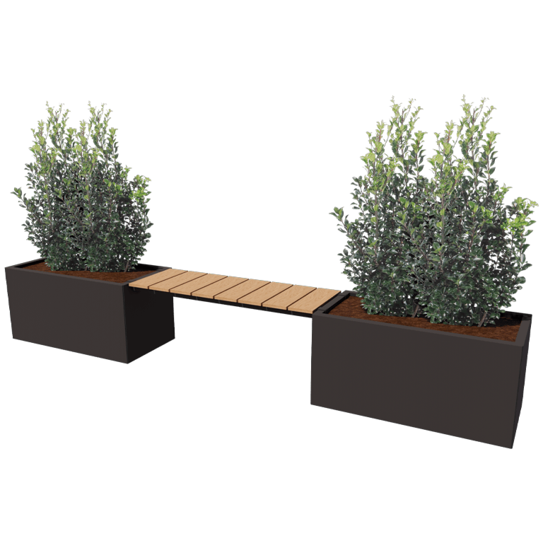 Jardinière en acier - Rectangle - 321,2 x 50 x 50 cm - Avec banc