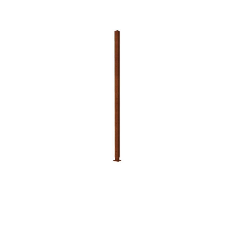 Clôture en acier corten H - Poteau intermédiaire avec base plate - 190 x 6 x 6 cm