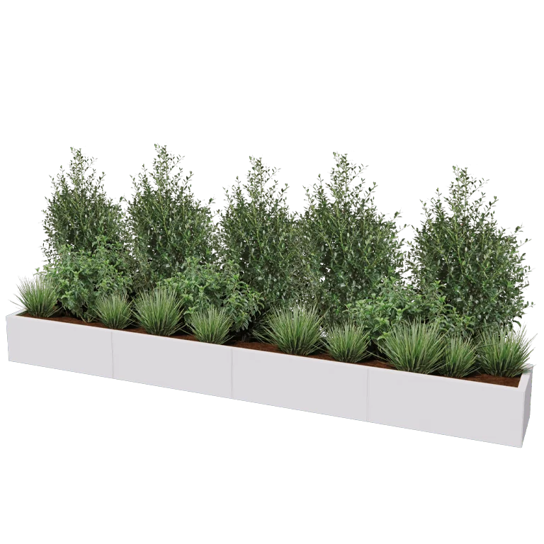 Jardinière XXL en acier - Rectangle - 320 x 40 x 30 cm - Autre couleur RAL - Sanc plaque de fond