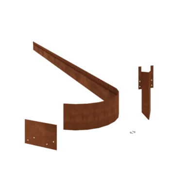 Bordures de jardin en acier Corten - Écrasé FLEX - Hauteur 13 cm - Kit complet 15 mètre