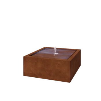 Tables d'eau en acier Corten - Lyra - 100 x 100 x 40 cm - Avec éclairage LED