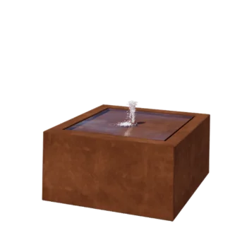 Tables d'eau en acier Corten - Lyra - 80 x 80 x 40 cm - Sans éclairage LED