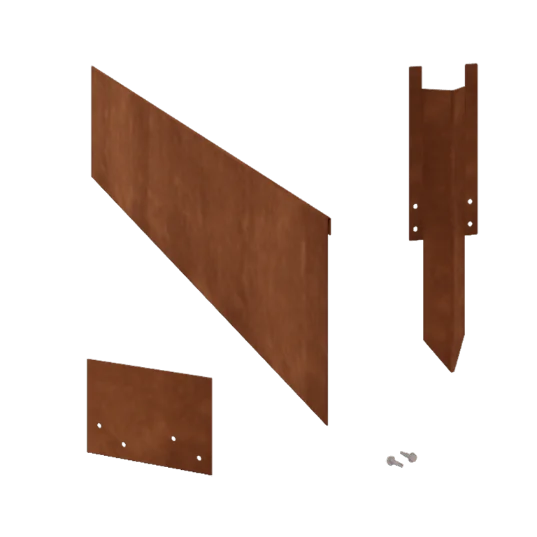 Bordures de jardin en acier Corten - Écrasé - Hauteur 23 cm - Kit complet 15 mètre