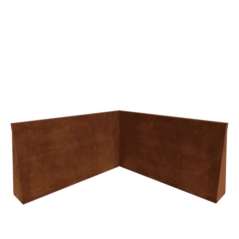 Mur de soutènement en acier Corten - Angle intérieur - 100 x 100 x 60 cm