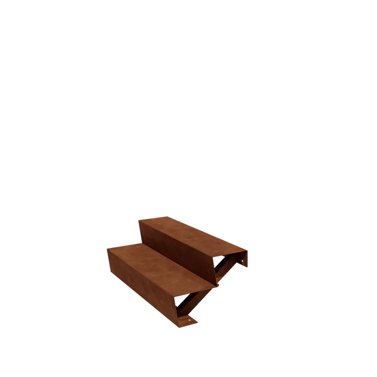 Escalier de jardin en acier Corten - 2-marches - 48 x 100 x 34 cm