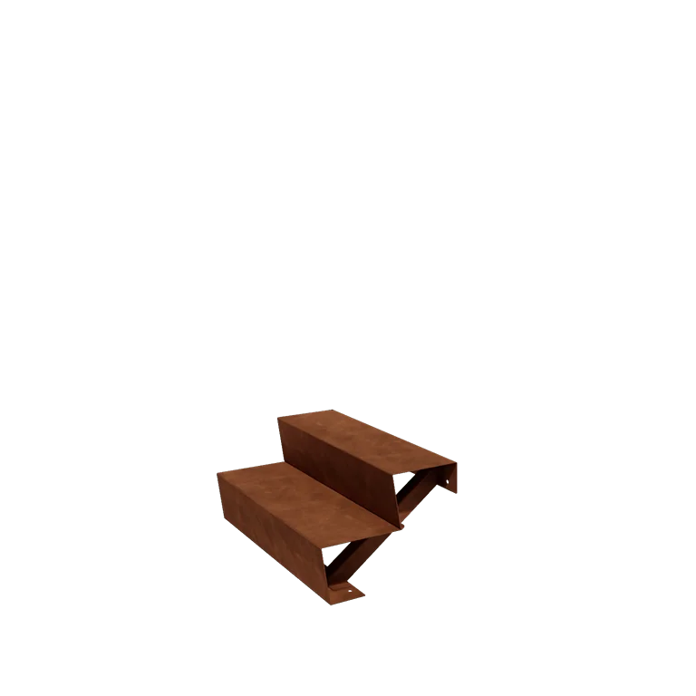 Escalier de jardin en acier Corten - 2-marches - 48 x 80 x 34 cm