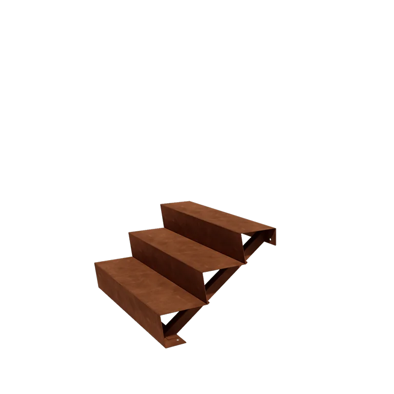 Escalier de jardin en acier Corten - 3-marches - 72 x 100 x 51 cm