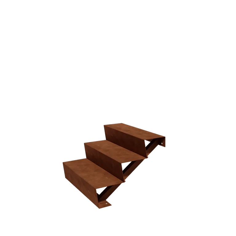 Escalier de jardin en acier Corten - 3-marches - 72 x 80 x 51 cm
