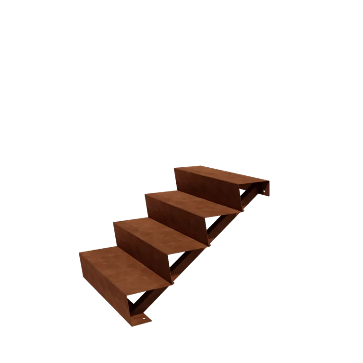 Escalier de jardin en acier Corten - 4-marches - 96 x 80 x 68 cm