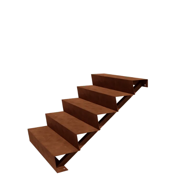 Escalier de jardin en acier Corten - 5-marches - 120 x 100 x 85 cm