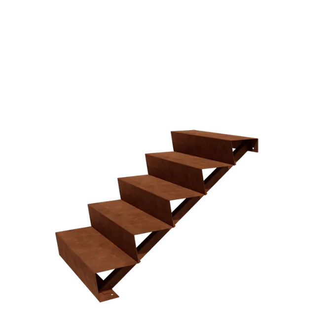 Escalier de jardin en acier Corten - 5-marches - 120 x 80 x 85 cm