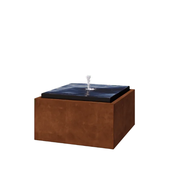 Tables d'eau en acier Corten - Orin - 80 x 80 x 40 cm - Sans éclairage LED