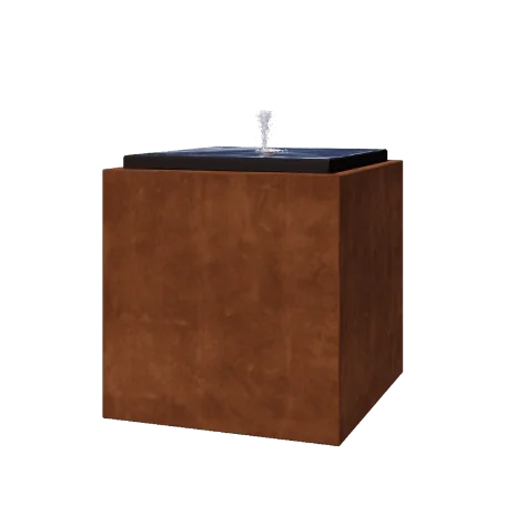 Tables d'eau en acier Corten - Orin - 80 x 80 x 80 cm - Sans éclairage LED