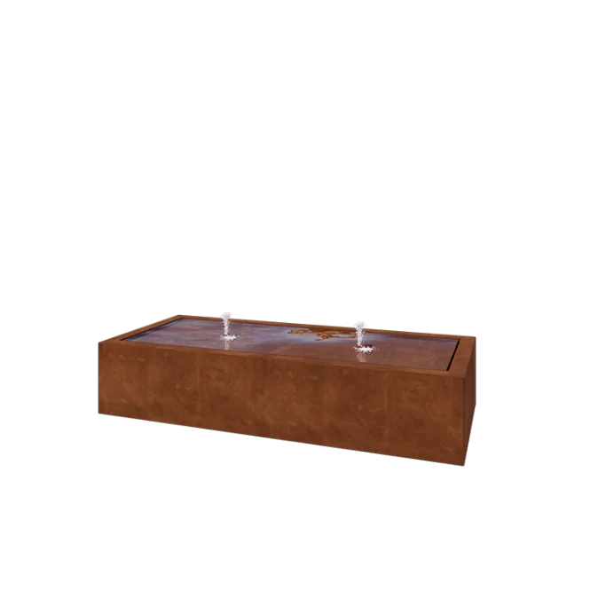 Tables d'eau en acier Corten - Lyra - 200 x 80 x 40 cm - Sans éclairage LED
