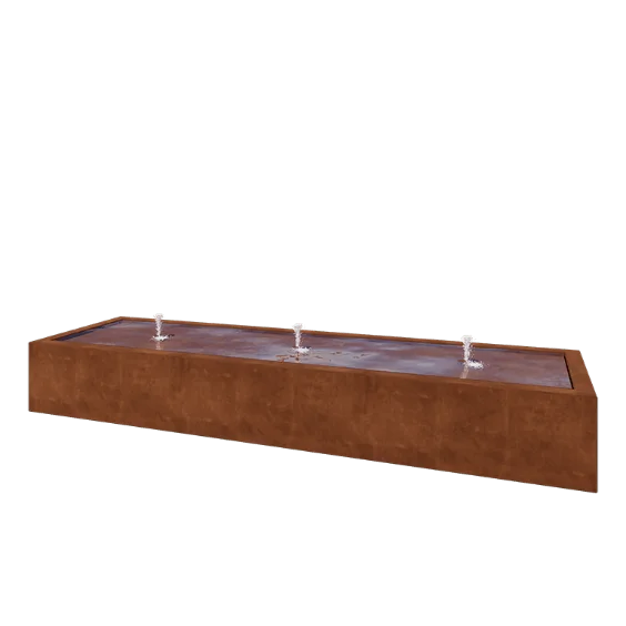 Tables d'eau en acier Corten - Lyra - 300 x 80 x 40 cm - Sans éclairage LED